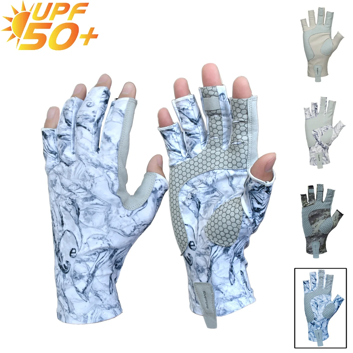 FLYSAND Professional UV Fishing Gloves Men's Ice Silk Fingerless