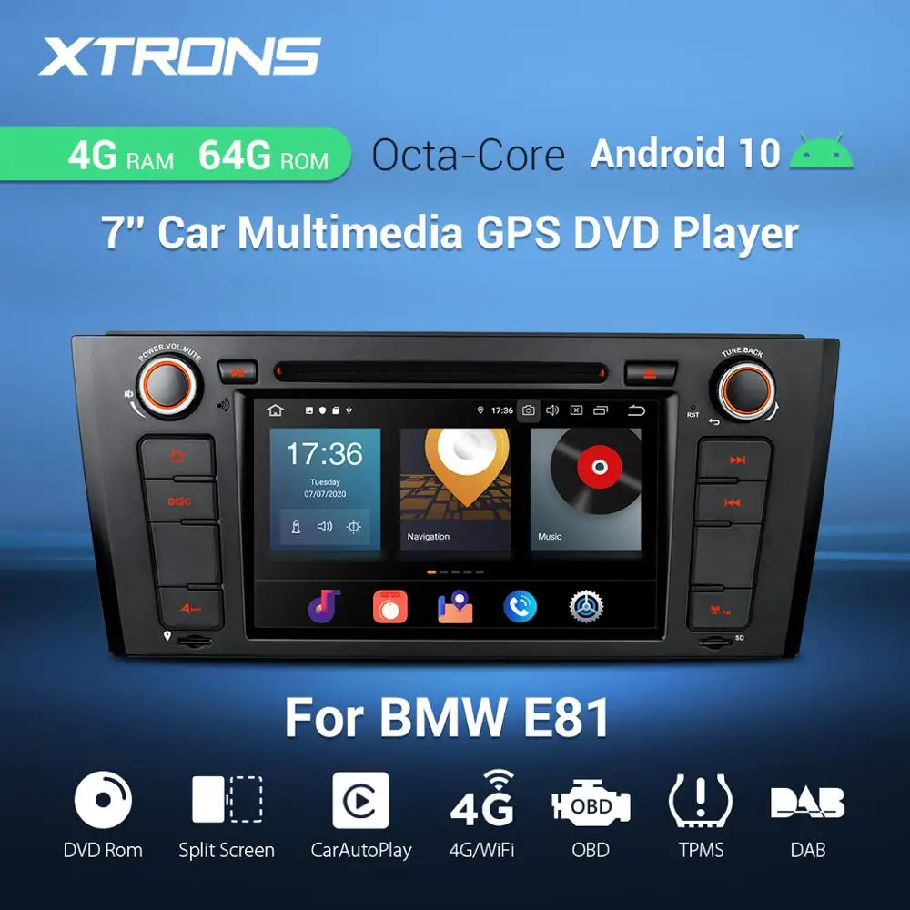 Автомобильный DVD плеер XTRONS PX5 Android 10 0 для BMW E81 2007 2011 E82 2013 E88 2008 2009 2010 2014 GPS OBD DAB