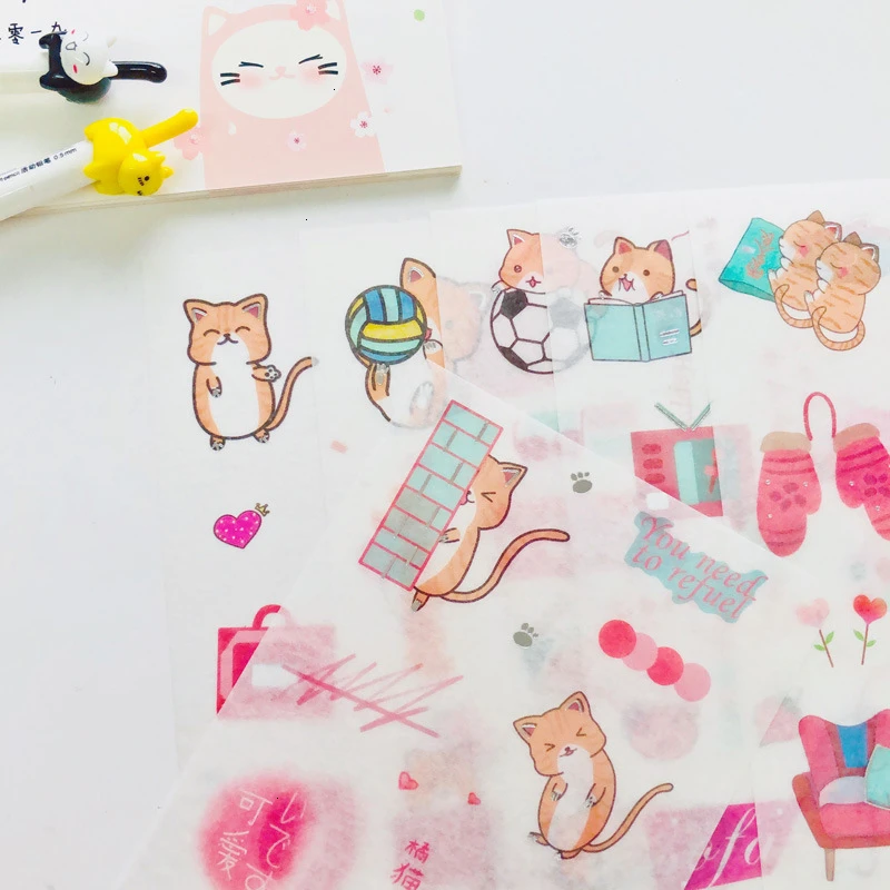 6 шт./лот, креативные милые наклейки из мультфильмов Kawaii Cat, украшения для рук, фото, сделай сам, наклейки, школьные канцелярские принадлежности, 06553