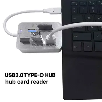 

2 In 1 3.0 Card Reader Adapter 3 Ports 4 Slots Portable Type C Computer Accessories Practical High Speed Home Office USB Hub