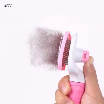 

small dog brush pet puppy cat dog automatic comb for grooming round ending pet hair remover Self Cleaning Slicker