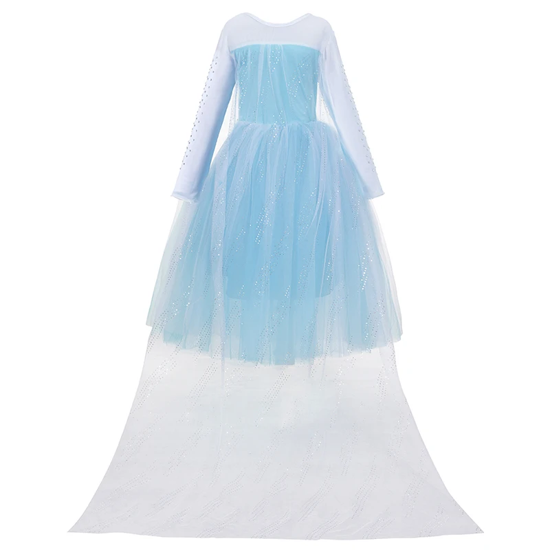 Платье Снежной Королевы Эльзы нарядное платье принцессы для девочек многослойный костюм с блестками, украшенный кристаллами, с накидкой, Детские вечерние платья на Хэллоуин для косплея Elza