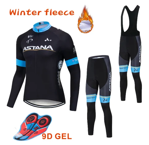 ASTANA cycling jersey 9D bike pants set Ropa Ciclismo MENS winter thermal fleece pro  jersey Maillot wear