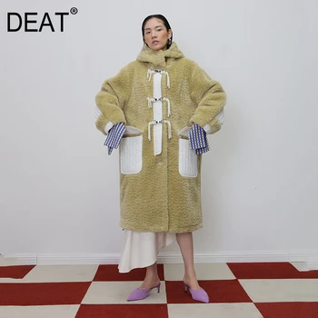 

DEAT 2020 Original Quilted Stitching Decorative Metal Buckle Rare Color White Imitation Fur Plush Coat Women's Clothing 19F-a243