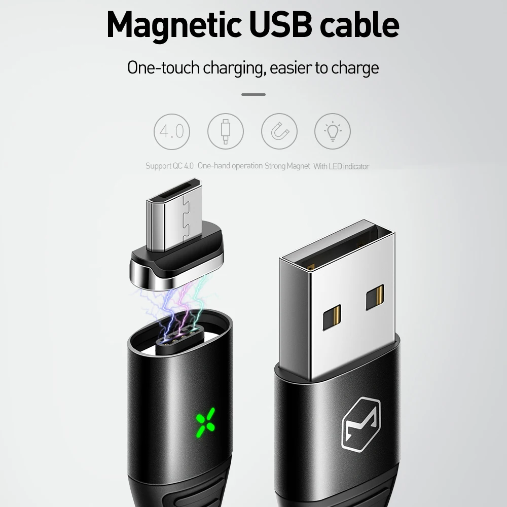 Магнитный Micro USB кабель Mcdodo 3A быстрая зарядка QC 4 0 для Samsung S7 Xiaomi Redmi Note 5 Pro планшета
