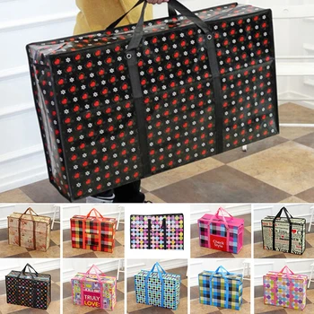 

1PC Moving bags Oxford Bute large capacity waterproof luggage bag cartoon woven bag random color