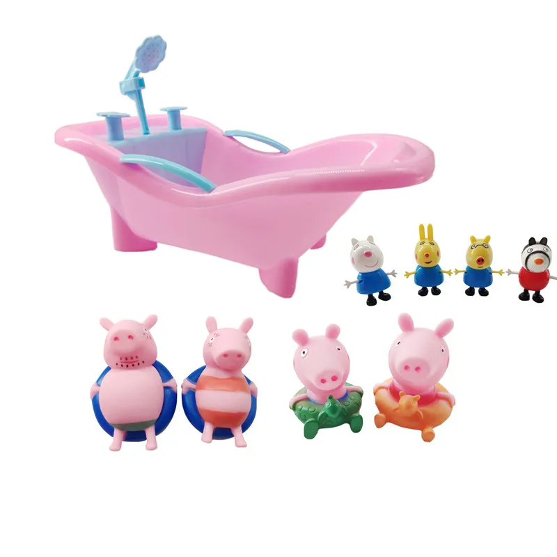 

Peppa Pig Bath Toy George family Action Figure Dolls set Model daddy maddy interactive bath toy play gift High Quality Toy Gift