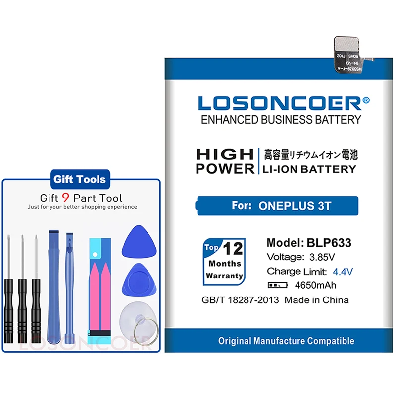 LOSONCOER 4650 мАч BLP633 высокое качество батарея для OnePlus 3T A3010 1+ 3T телефон OnePlus 3