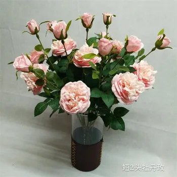 

10P Fake Short Stem Peony (2 heads/piece) 21.65" Length Simulation Hibiscus Rose for Wedding Home Decorative Artificial Flowers