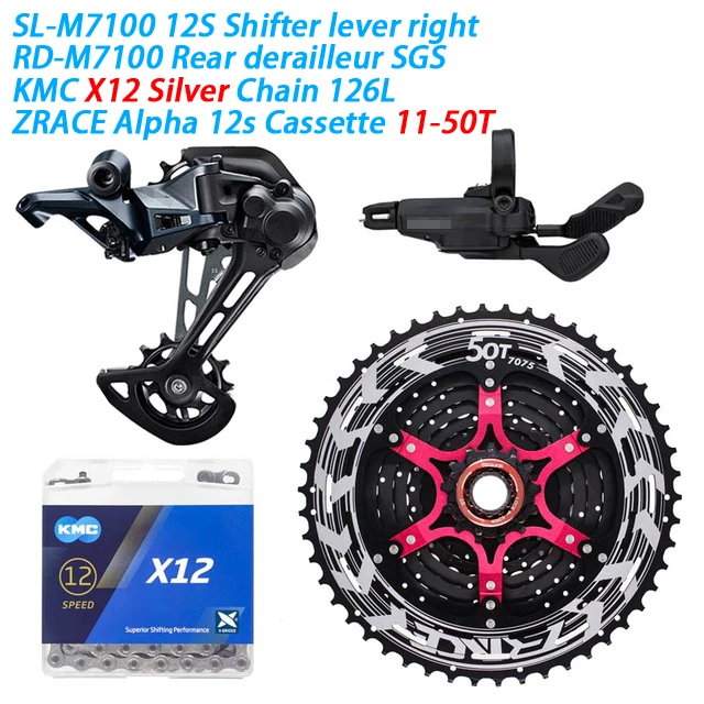 M7100 X12SL 11-50T SHIMANO DEORE SLX M7100 комплект горного велосипеда MTB 1x12-Speed 52T SL+ RD+ zracing+ KMC X12 M7100 переключатель заднего хода - Цвет: M7100 X12SL 11-50T