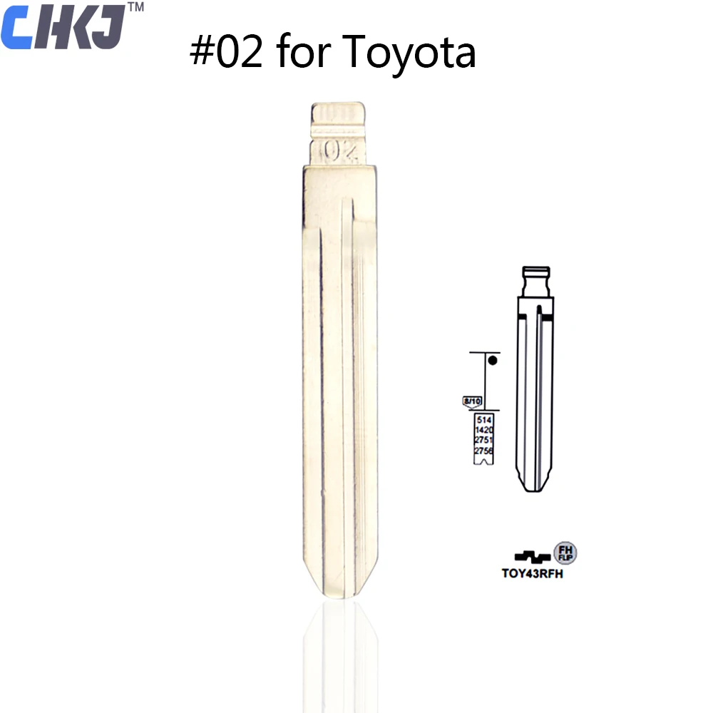 CHKJ 10 шт. TOY43 Автомобильный ключ Тип лезвия #02 для Toyota Camry Corolla металлический пустой