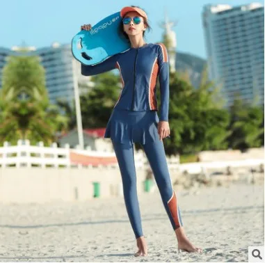 

Large Size Two-piece Swimsuits Women's Long-Sleeve Vest Culottes-Surfing Diving Suit Snorkeling Jellyfish Sports Swimwear Bubble