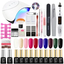 COSCELIA 36 Вт Светодиодный УФ-лампы для ногтей с 6/10/12 Гель-лаков лак для ногтей маникюрный набор для нейл-арта, все для маникюра Набор инструментов