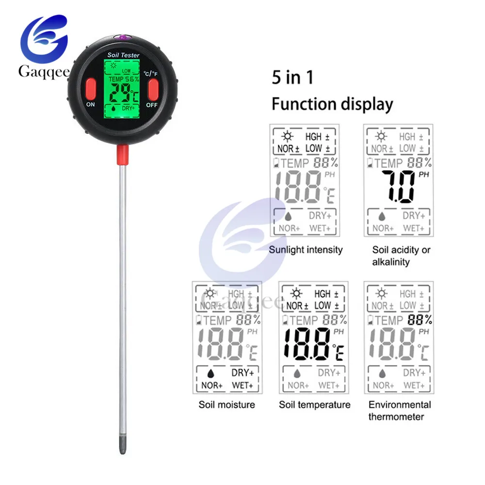 3/4/5 in1 почвы водонепроницаемый легкий прибор для измерения уровня PH Тесты er цифровой анализатор Тесты детектор для садовое растение, Цветок гидропоники сад