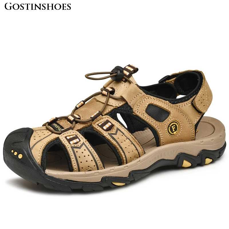 

Sandalias Large Size Casual Genuine Leather Closed Toe Anti Slip Sandalias Sandales Man Sandals Summer Shoes
