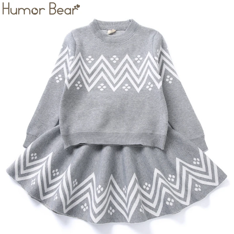 BZ702 gray Humor Bear/ г., новые брендовые осенние комплекты одежды для маленьких девочек футболка с длинными рукавами с изображением животных+ юбка, милые детские костюмы из 2 предметов для девочек Одежда для детей - Цвет: BZ702 gray