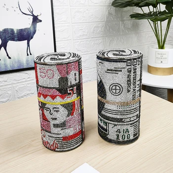 

Luxury Money Usd Printing Diamond Evening Bags Women Crossbody Bag Dollars Crystal Handbags Currency Wedding Party Shoulder Bag