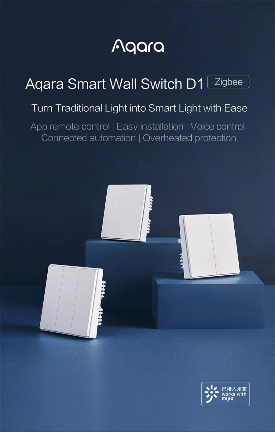 Aqara умный настенный выключатель D1 Zigbee Беспроводной пульт дистанционного