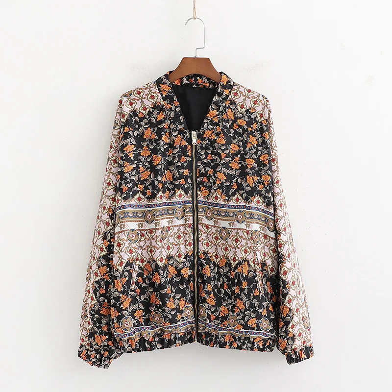 

2019 New Products INS New Style Europe And America WOMEN'S Dress Flower Positioning Printed Flight Jacket