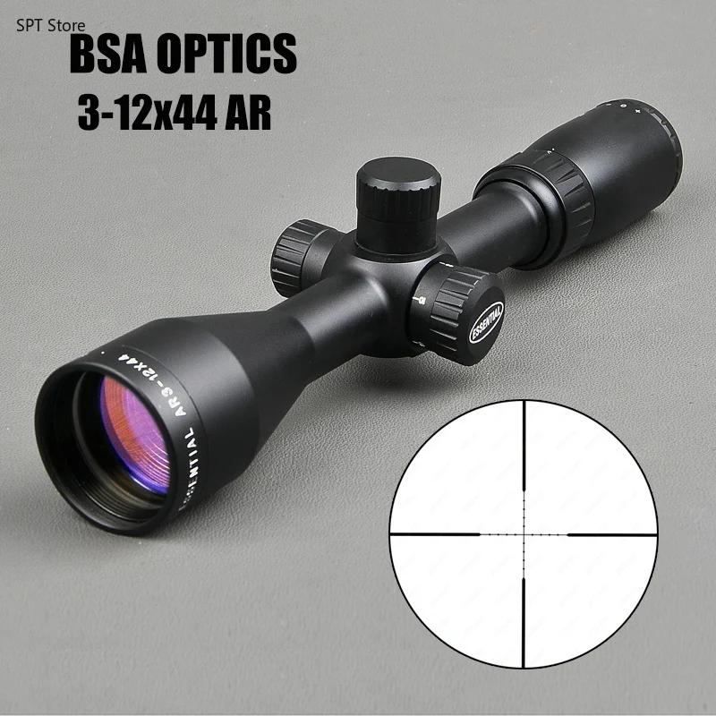 

BSA OPTICS AR 3-12X44 SP Hunting Riflescopes Side Parallax Mil Dot Reticle Sight Air Gun Rifle Scope