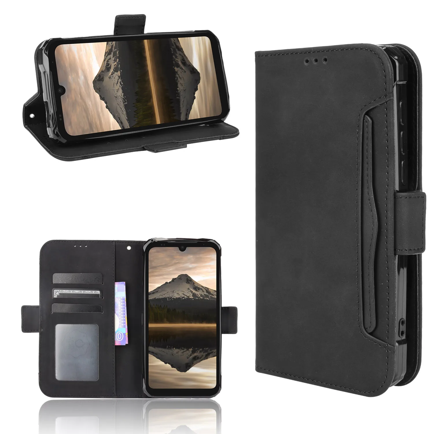 Leather Wallet Flip Case with Multi-card Slots