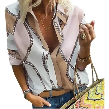 

Comfortable Spring Women Blouse Long Sleeve Shirt Office Turn-down Collar Blouse Tops Print Elegant Work Plus Size Full Casual
