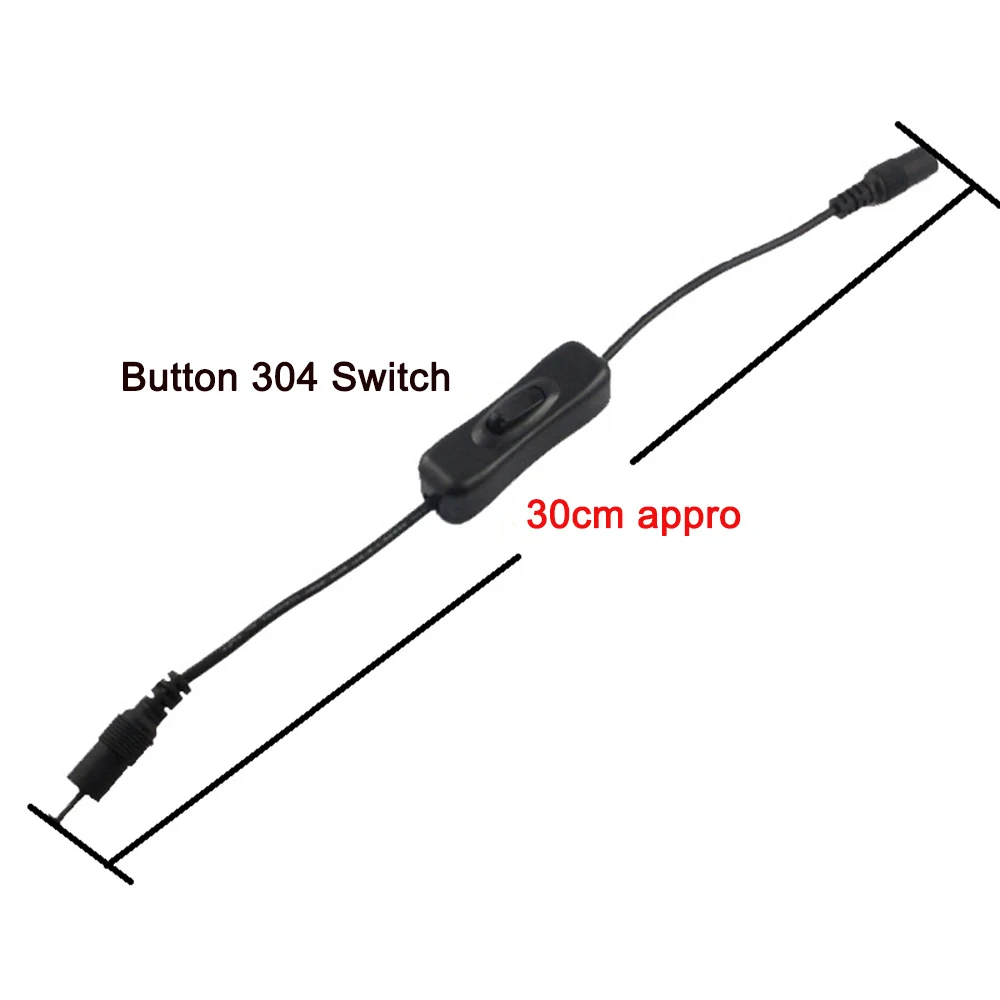 Inline 304 Switch On Off Female Male Power Cable 5.5x2.1mm DC Connector Jack Wire LED Light Switch 5V 12V 24V for CCTV LED Strip