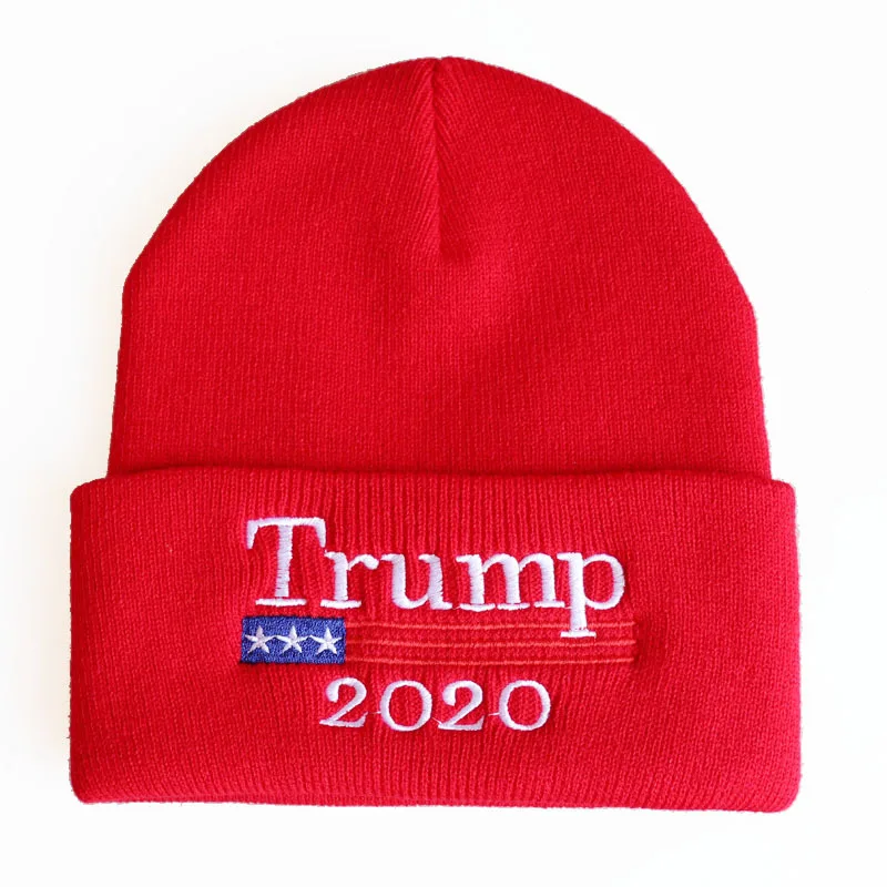 LIBERWOOD Trump, кепка с вышитым американским флагом/американским флагом, трикотажная шапка с черепами, шапка с американским флагом для мужчин и женщин, зимняя шапка - Цвет: 2020 red