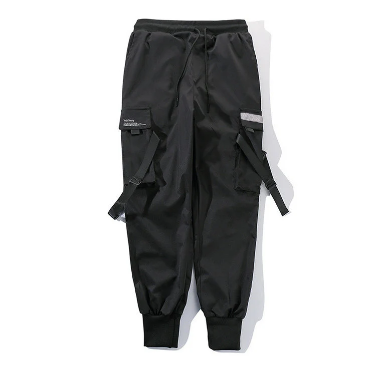 Мужские шаровары с несколькими карманами в стиле хип-хоп брюки уличная одежда спортивные брюки мужские повседневные Модные брюки-карго мужские черные
