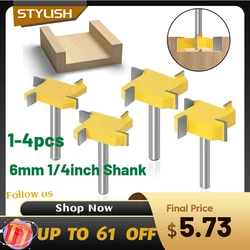 6mm 1/4 polegadas shank flush guarnição bit z4 moagem de borda reta entalho fresa corte punho para madeira madeira ferramentas cricut 	 ferramentas para marcenaria