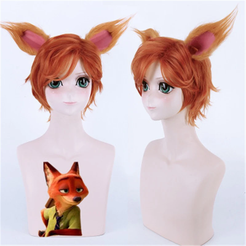 

Anime Zootopia Nick Wilde Fox Short Wig with Ears Wig Cosplay Costume Heat Resistant Synthetic Hair Adult Costume Play Wigs