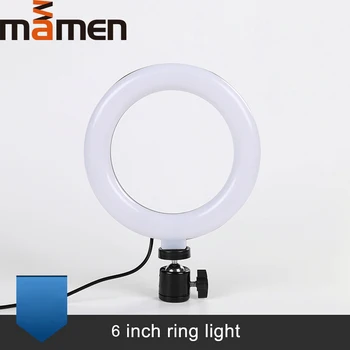 

MAMEN LED Selfie 6 inch Ring Light 16cm Video Studio Photography For Youtube Beauty Fill Light Lamp With Tripod Makeup USB Plug