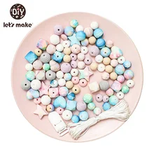 Let's Make – ensemble de perles imprimées, anneau de dentition pour les dents en Silicone sans BPA planète DIY sucette chaîne bébé accessoires nouveau né 