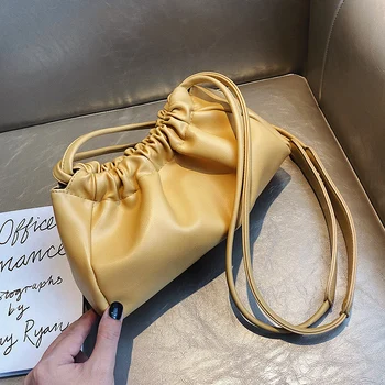 

Drawstring Design Dumpling Bag for Women 2020 New Fashion Shoulder Messenger Crossbody Handbags Lady Travel Solid Color Bag