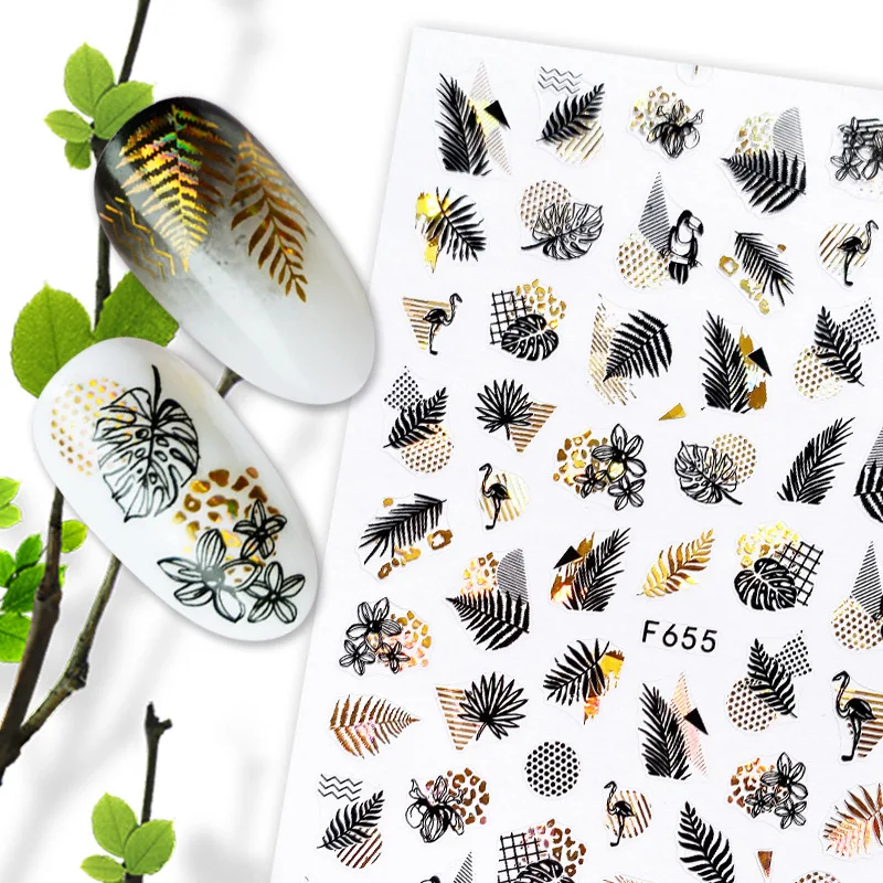 1pcs gold love heart pattern 3D Nail Sticker friuts Design Nails Accessories Fashion Manicure Sticker