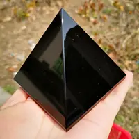 4-10cm Black Obsidian Healing Pyramid Natural Mineral Triangled Crystal Point wholesale 1