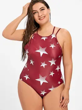 

One Piece Large Sexy Swimwear New 2020 Five Pointed Star Push Up Swimsuit Backless Women Monokini 5XL