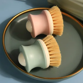 

2pcs Pan Pot Round Head Tool Short Handle Small Scrubbing Dish Cleaning Brush Bowl Washing Ergonomic Home Kitchen Stain Remover