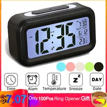 LED Digital Alarm Clock Multi-function Electronic Smart Digital LCD Display Intelligent Sensation Backlight Snooze Kids Clock