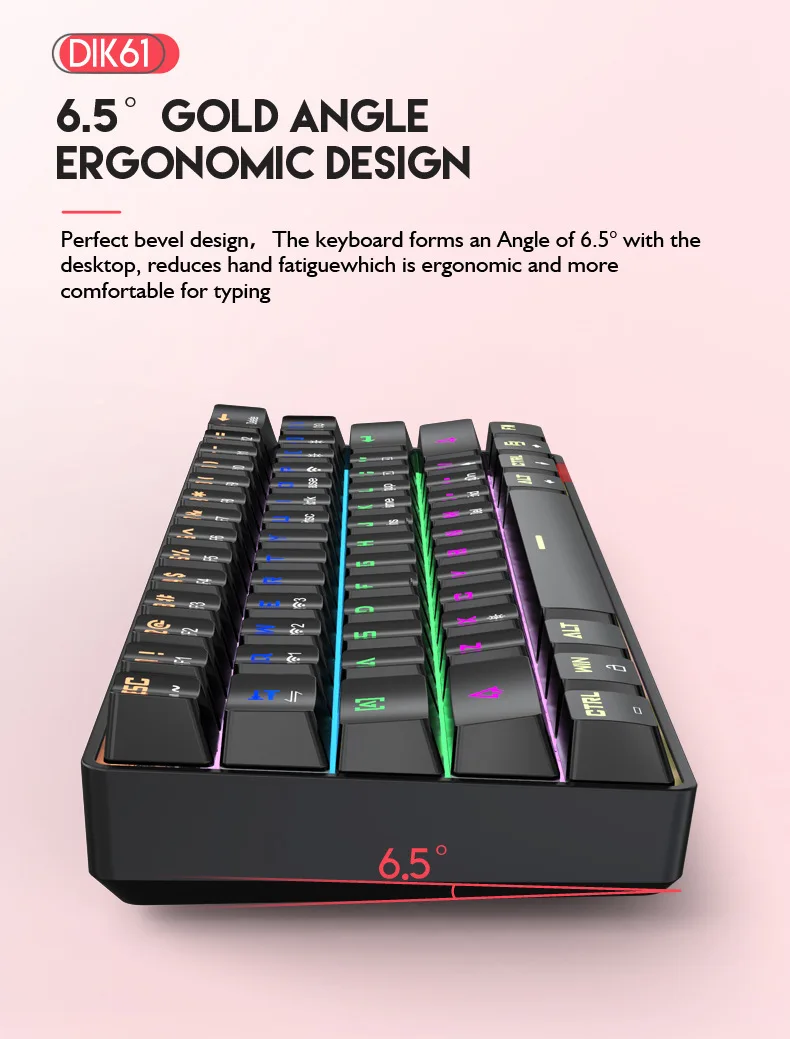 61-Key Bluetooth Dual-Mode Wireless Green Axis Mechanical Keyboard RGB Gaming Tablet Mobile Notebook