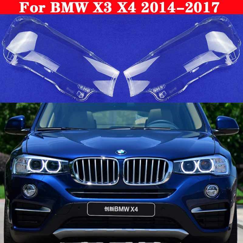 

Car Front Headlight Cover For BMW X3 X4 F26 2014-2017 Lampshade transparent Lampcover Head Lamp light Covers glass Lens Shell