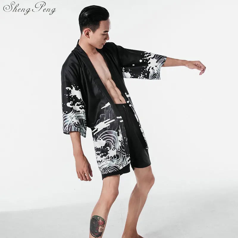 Yukata haori, мужское японское кимоно, кардиган, мужской костюм самурая, одежда, кимоно, куртка, мужское кимоно, рубашка yukata haori V1775