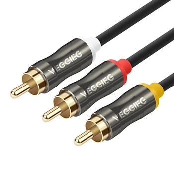 

VEGGIEG 3 to 3 3.5mm o Cable 3 RCA to Double Lotus Connector-5M for Computer Speakers, Etc.