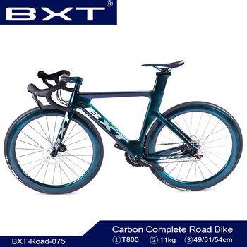 BXT T800 карбоновый шоссейный велосипед 11 скоростей шоссейный велосипед 700C карбоновый Bici шоссейный велосипед рама двойной дисковый тормоз аэр...
