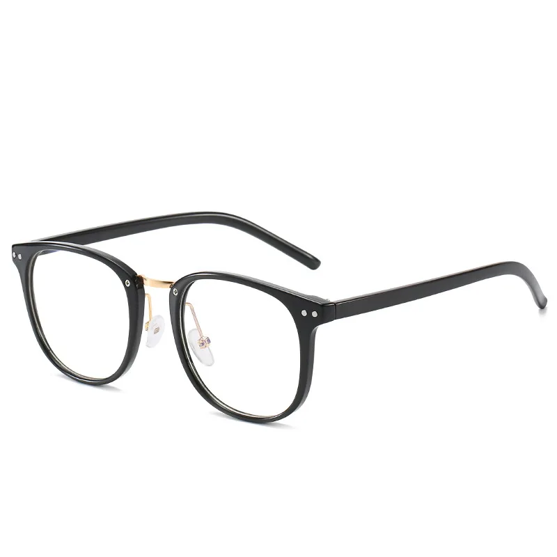 New unisex retro rice nail classic flat glasses classic fashion box reading glasses casual wild no degree Reading Glasses