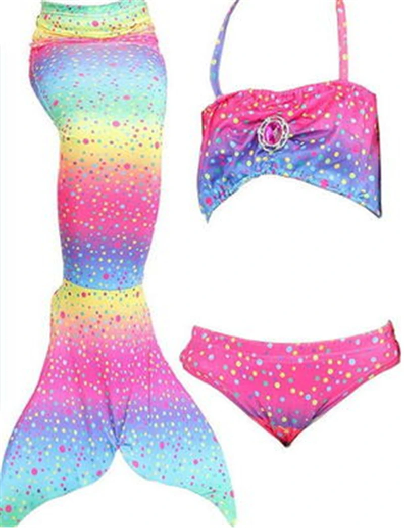 

3PCS/Set HOT Kids Girls Bikini Set Mermaid Tails Swimsuit Bathing Suit Dress for Girls Children Beach Cosplay Colorful Swimwear
