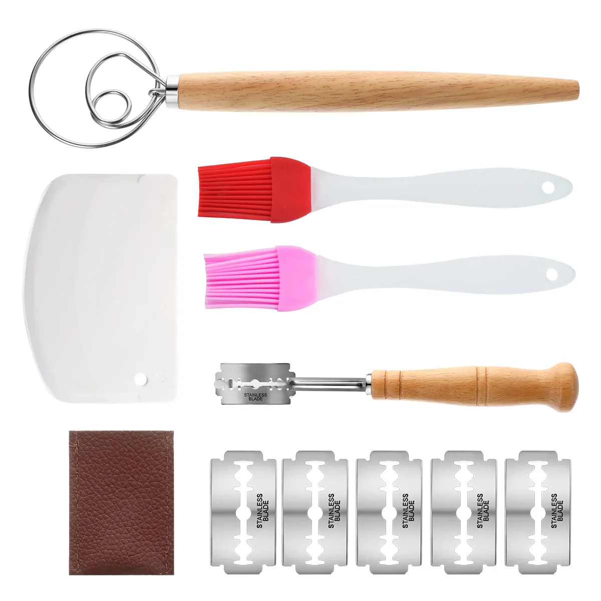 Bakery Tools Set Bread Proofing Basket And Bread Lame Toos And Dough Scraper Include 11pcs/set Blades Sourdough Basket Bannet#15
