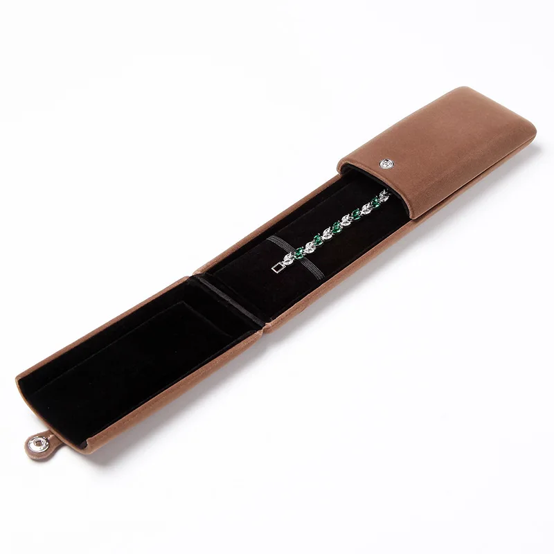 Necklace Box Кофе двойной открытый Ювелирная кнопка бархатные коробочки чехол для хранения День Святого Валентина свадебные подарки украшения упаковка ожерелья кольца 2 шт - Цвет: Necklace Box