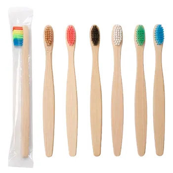 

Bamboo Toothbrush Kids Eco-friendly Tooth Brush Soft Bristle Teeth Brush Rainbow Colored Bamboo Handle for Oral Care