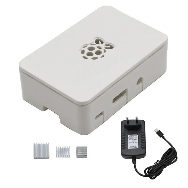 Адаптер питания США/ЕС защитный чехол для корпуса ABS для Raspberry Pi 4 Модель B E65A - Цвет: White  EU Plug